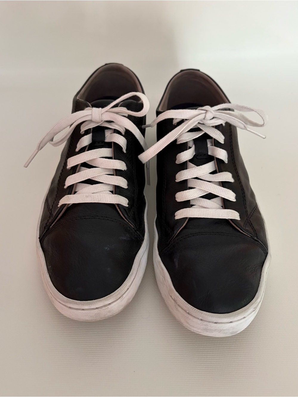 Cole Haan Men's Black Leather Low-Top Sneakers with White Laces